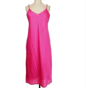 LUCKY BRAND slip dress M Barbie pink Summer Wedding Guest lined satin long VGUC